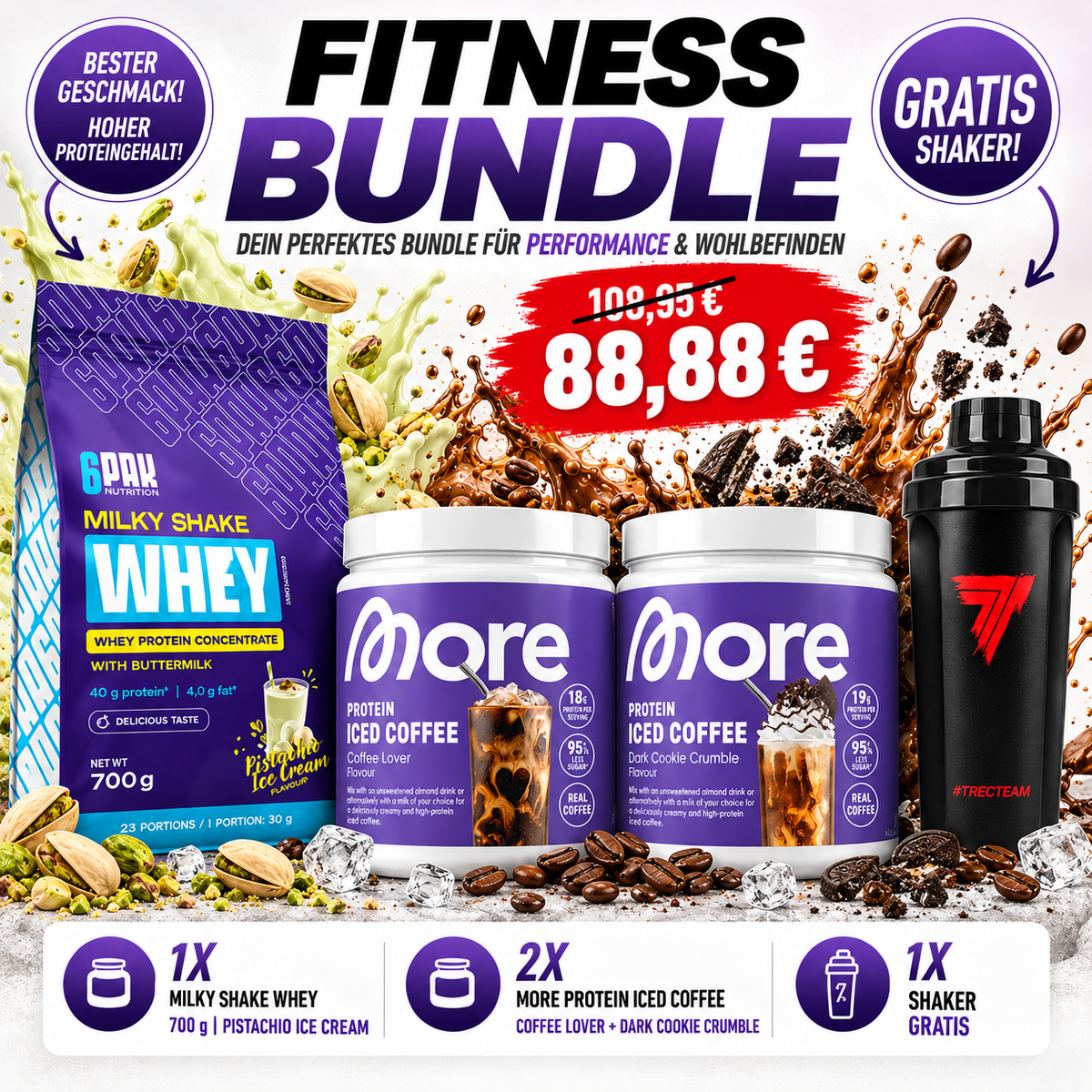 Fitness Bundle – Milky Shake Whey + More Protein Iced Coffee + Chunky Flavour