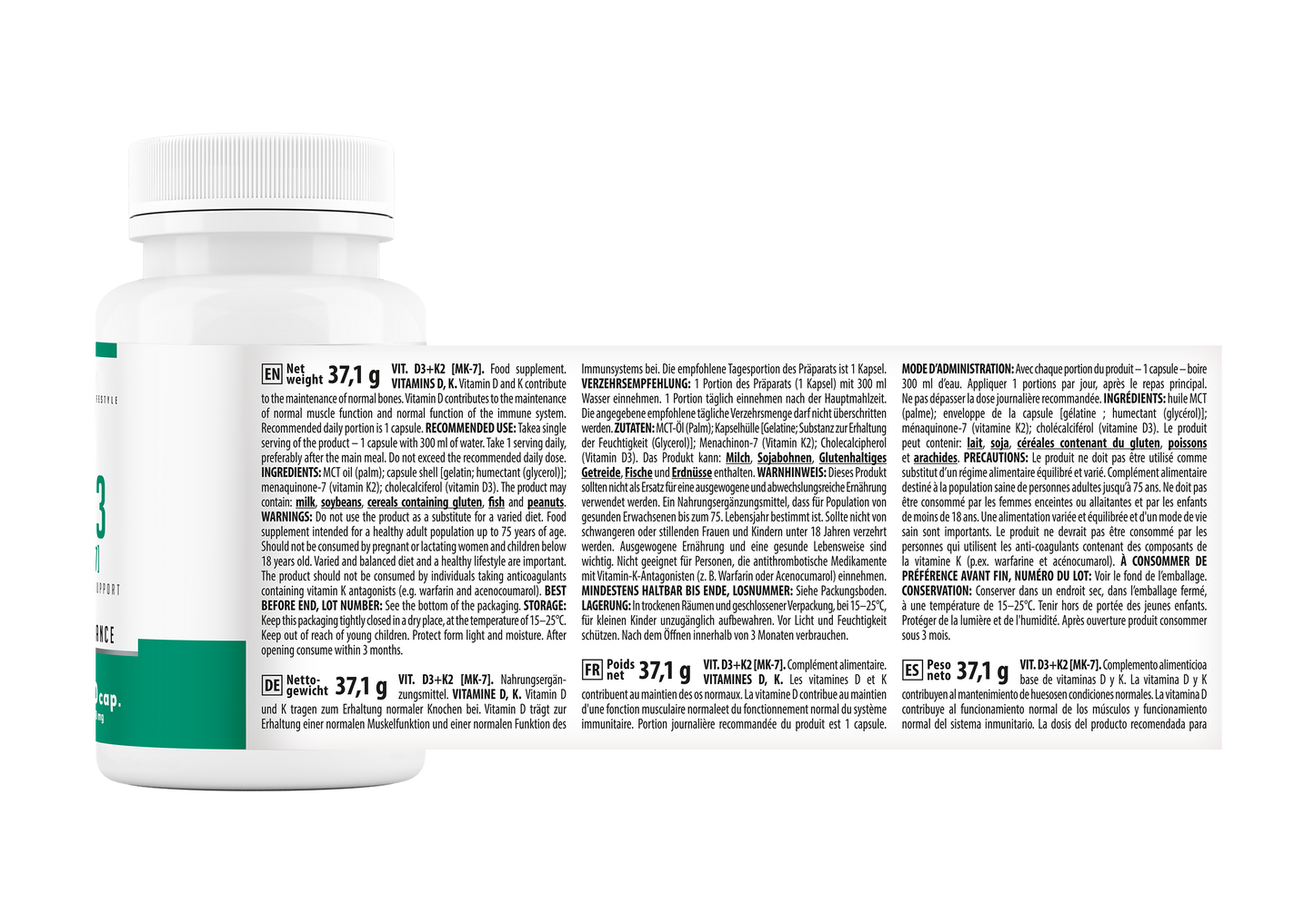 TREC Vit D3+K2 (MK-7) 60 Kapseln