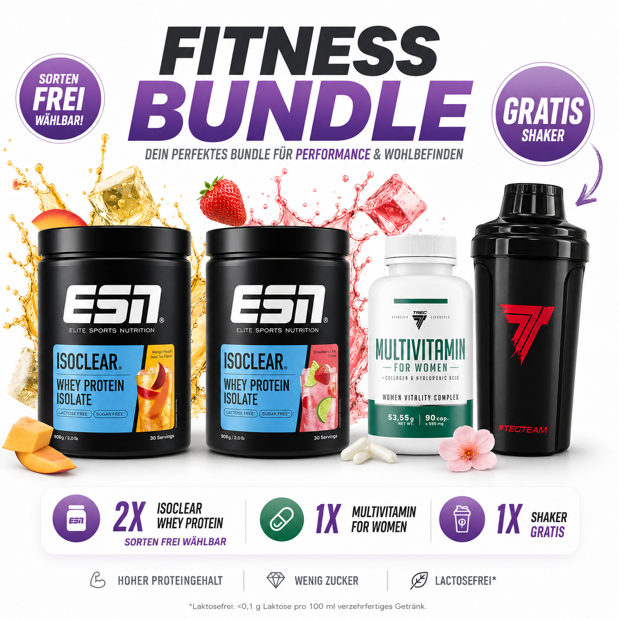 Fitness Bundle für Frauen – 2x ESN IsoClear + Multivitamin