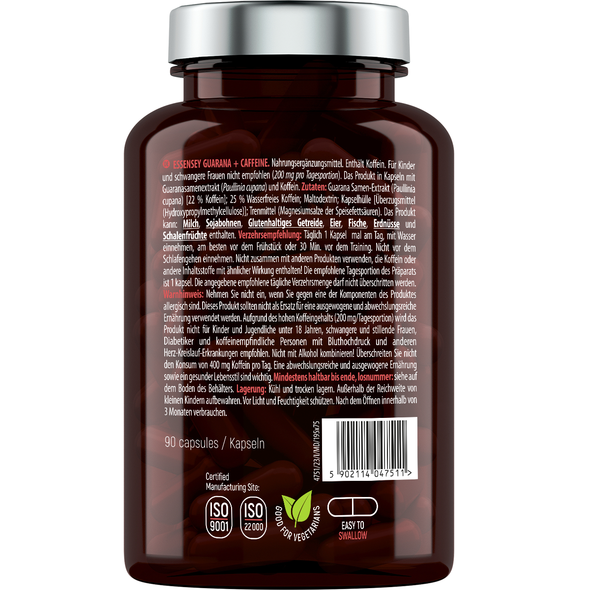 Essensey Guarana + Caffeine – 90 Kapseln