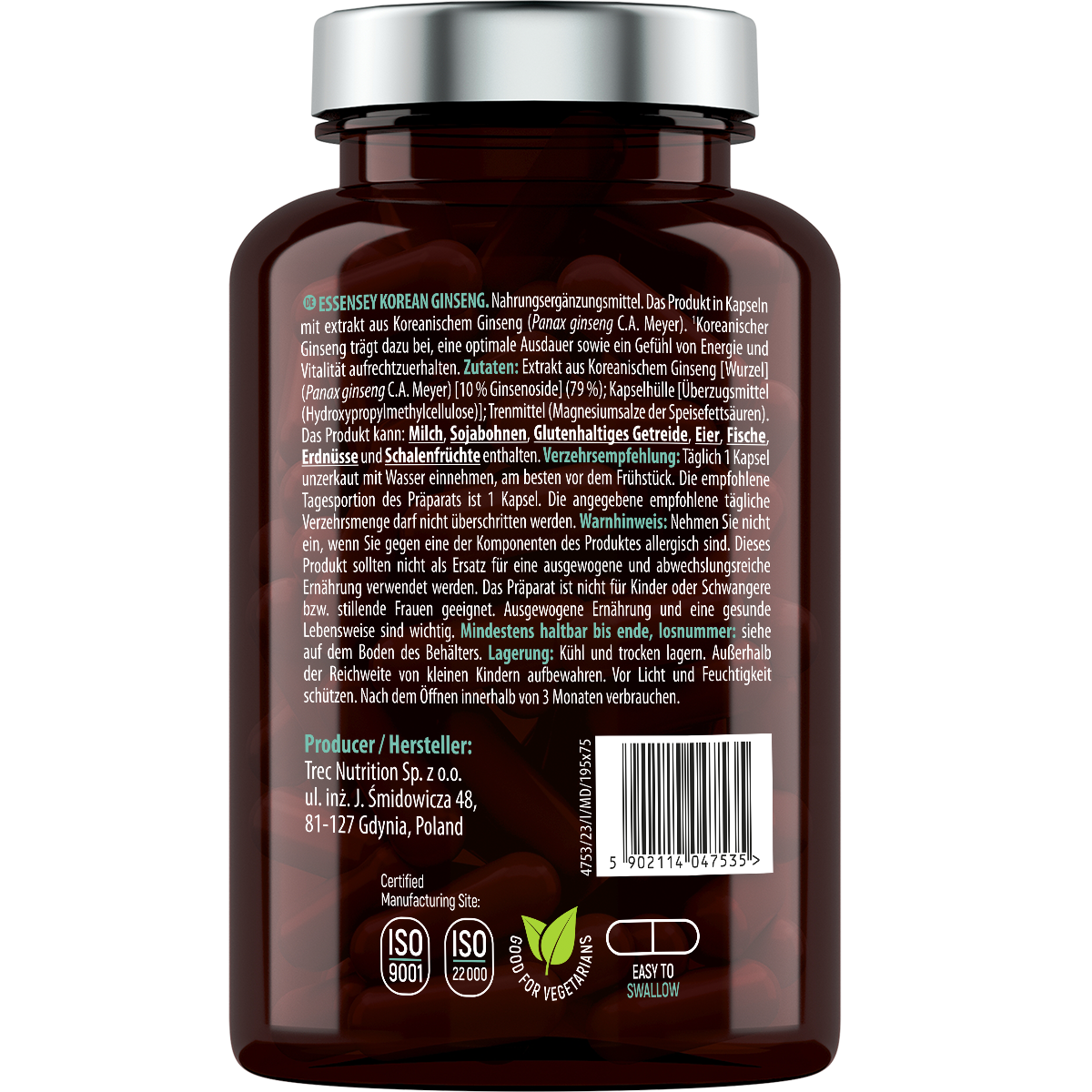 Essensey Korean Ginseng 500 mg – 90 Kapseln