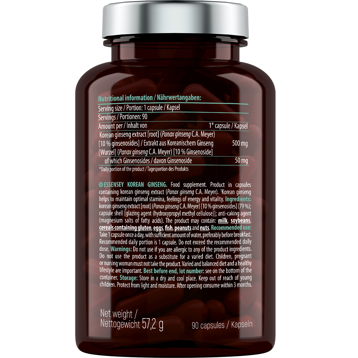 Essensey Korean Ginseng 500 mg – 90 Kapseln