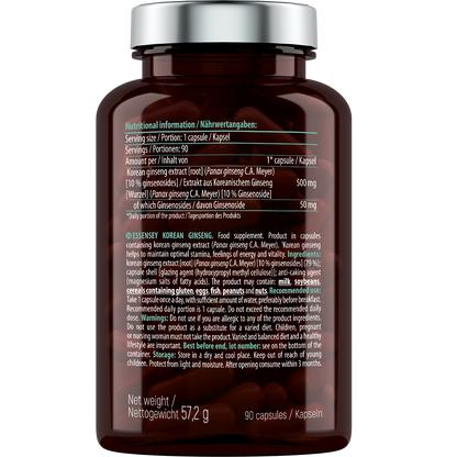 Essensey Korean Ginseng 500 mg – 90 Kapseln