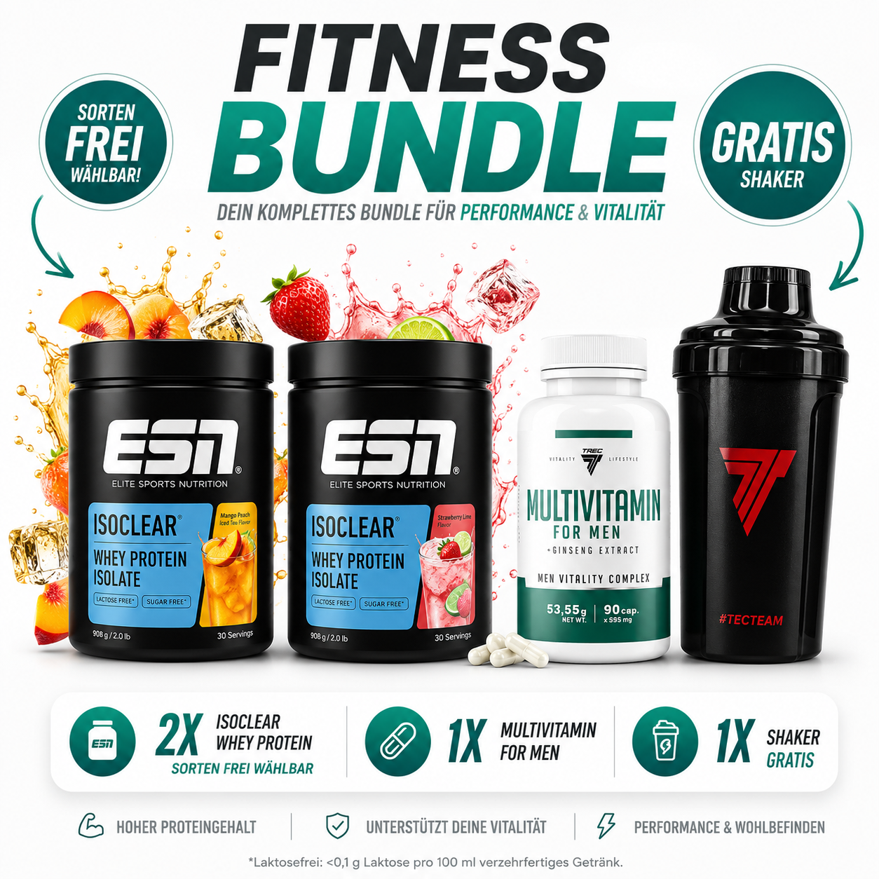 Fitness Bundle für Männer – 2x ESN IsoClear + Multivitamin