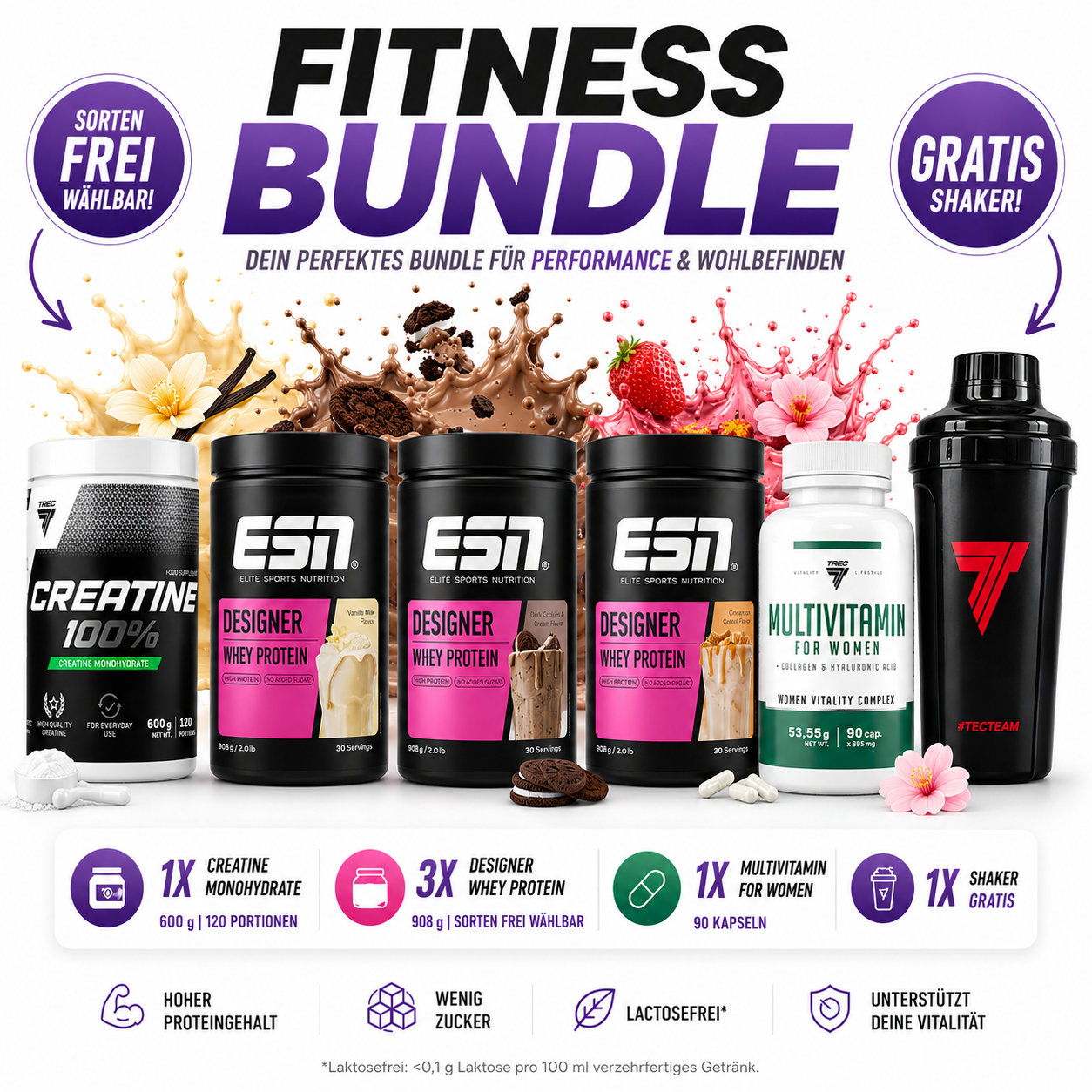 Fitness Bundle 3× ESN Designer Whey + Creatine + Multivitamin